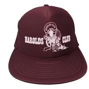 Harolds Club Or Bust Snapback Trucker Hat Red One Size Adjustable Rope Mesh Back